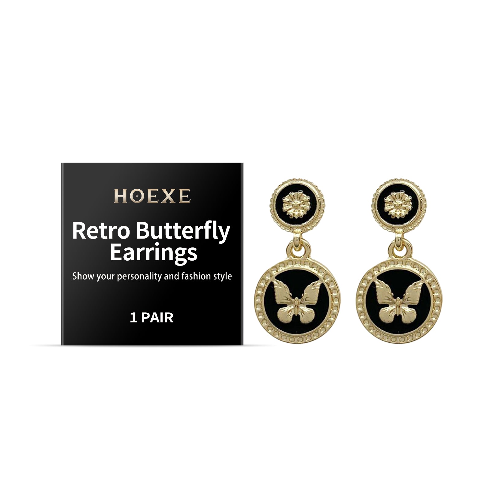 Hoexe Vintage Butterfly Earrings Fashion Personality Charm Niche Design Sense Light Decoration Simple Earrings