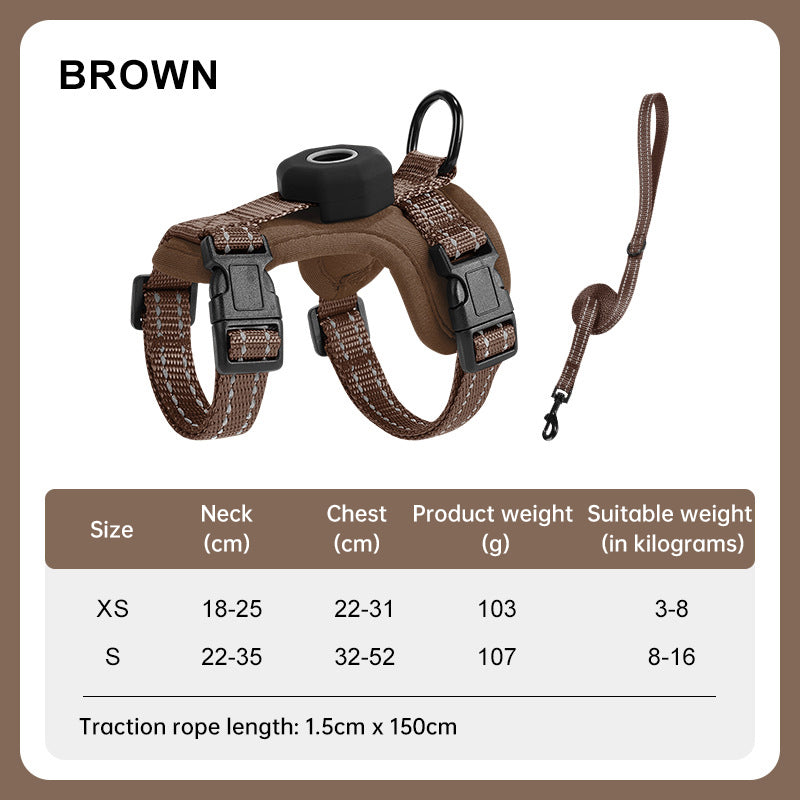 Reflective Escape-Proof Cat Harness – Adjustable Vest with Built-in AirTag Holder for Outdoor Walking
