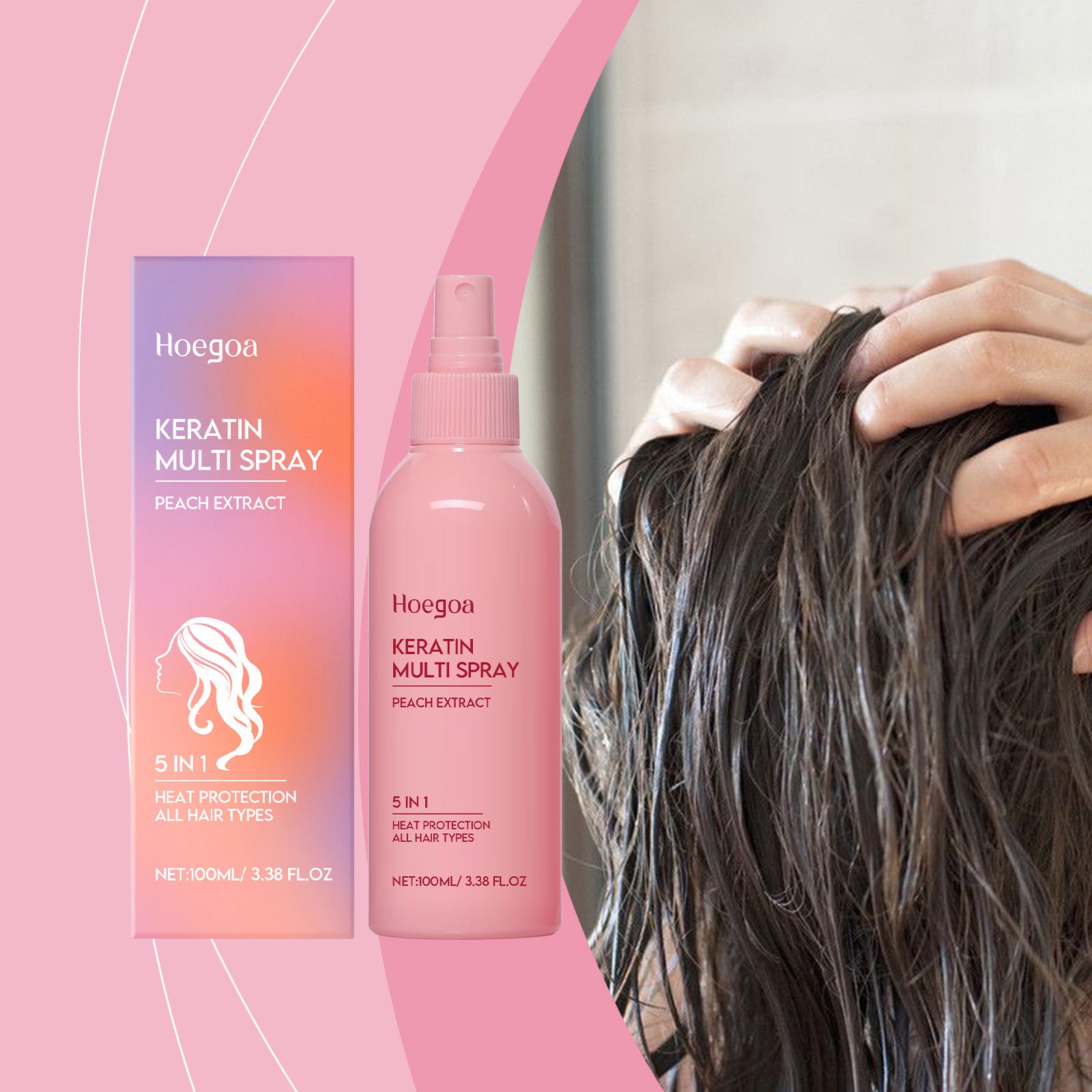 Hoegoa Keratin Hair Conditioner, Gentle Moisturizing Moisturizing Smooth And Smooth Improving Frizz Daily Hair Conditioner Spray