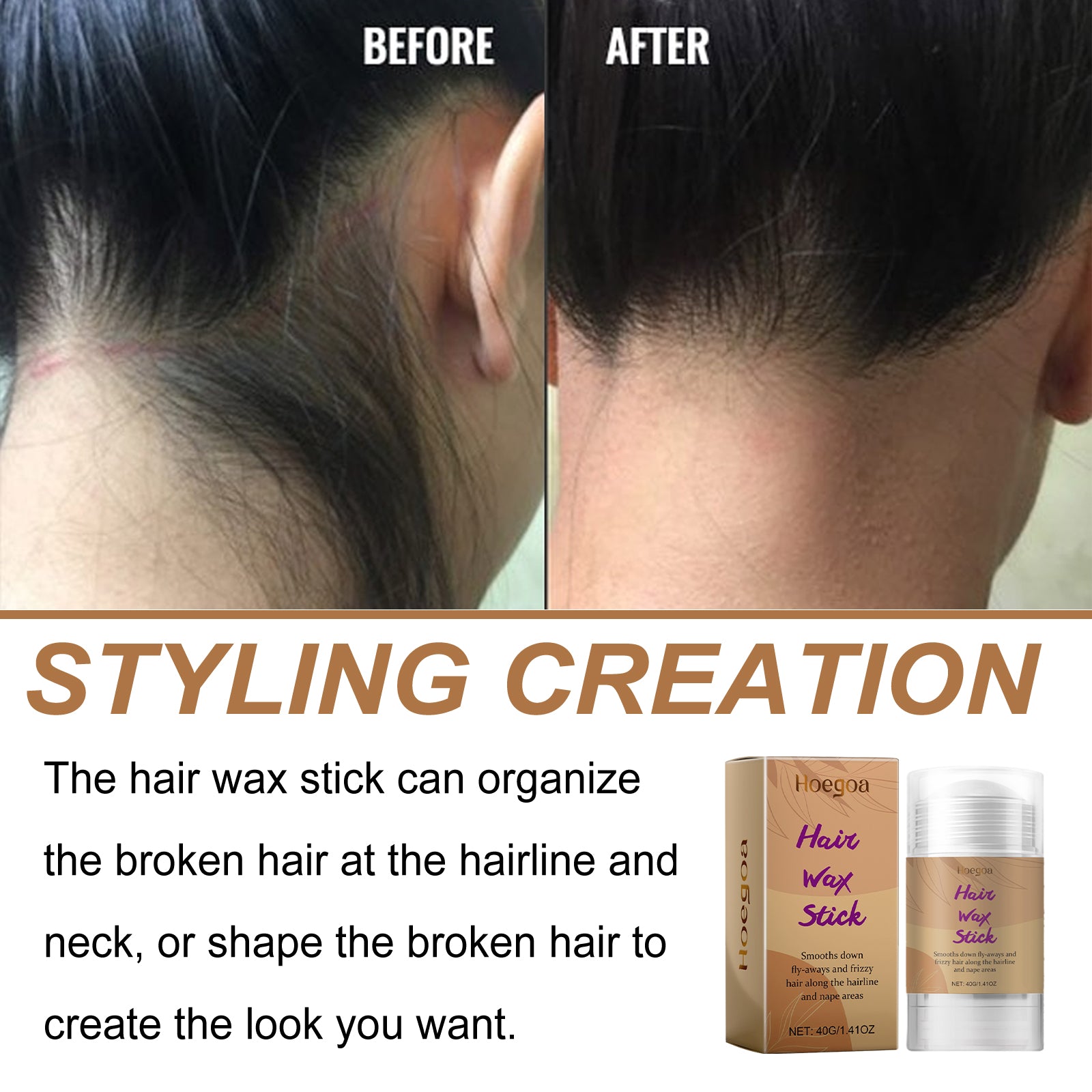 Hoegoa Hair Straightening Stick, A Natural And Lustrous Hair Straightening Stick That Smoothes Frizz And Provides Long-Lasting Styling