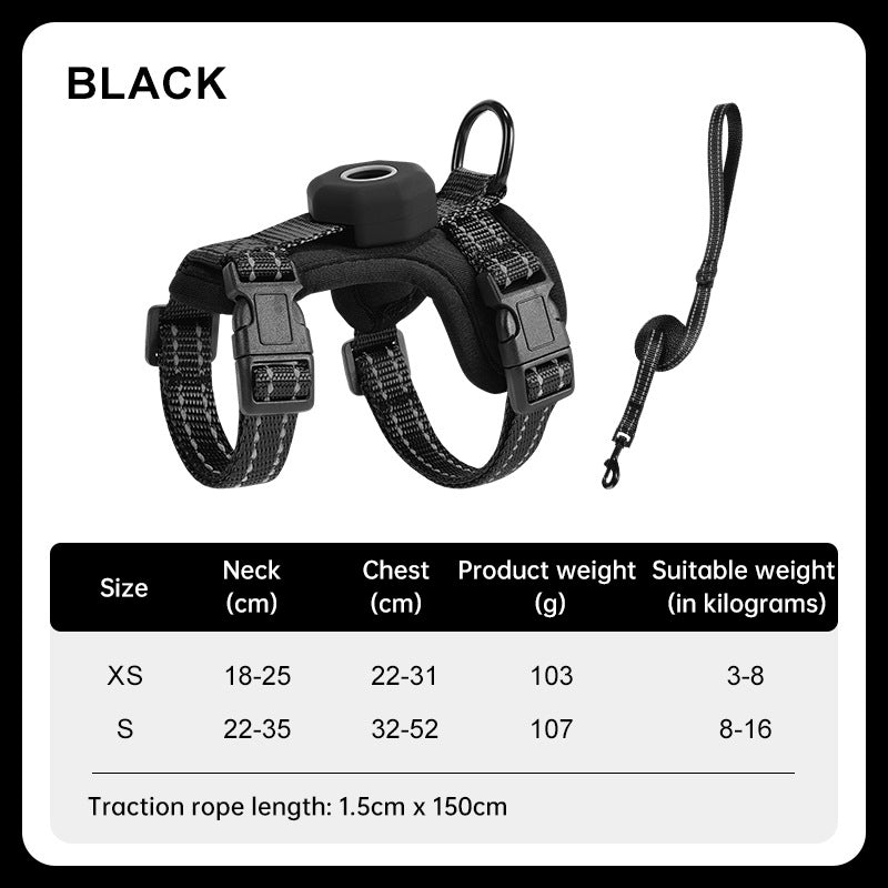 Reflective Escape-Proof Cat Harness – Adjustable Vest with Built-in AirTag Holder for Outdoor Walking