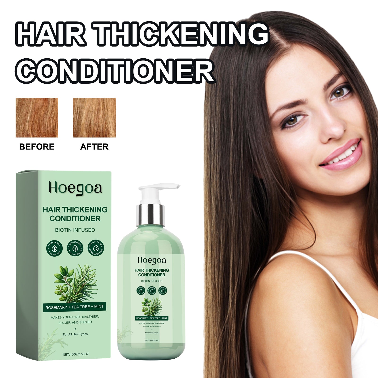 Hoegoa Hair Thickening Conditioner, Deep Moisturizing Repair Ironing And Dyeing Dry Hair And Frizzy Hair With Split Ends