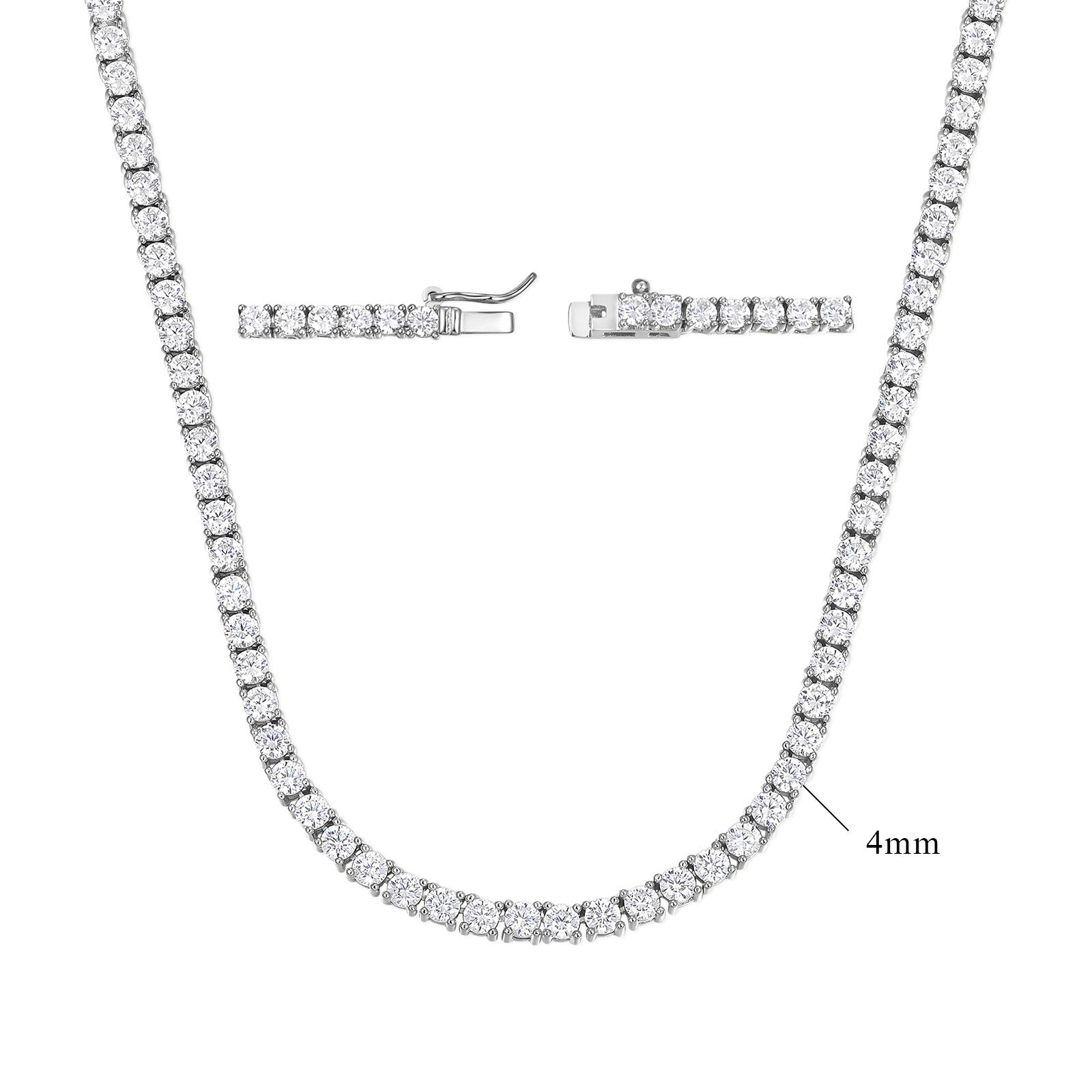 Copper Plated 18K Gold Zirconia Tennis Necklace Fashion Trendy Style Neck Chain