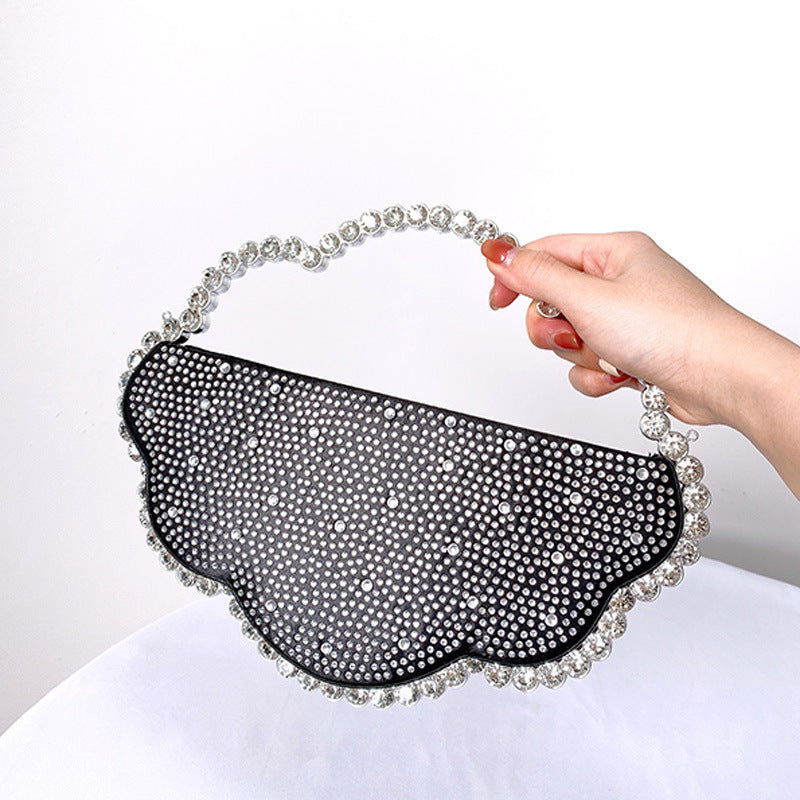 Whimsical New Evening Bag for Women, Handbag with Rhinestone Cloud Design, Chain Strap Crossbody Bag