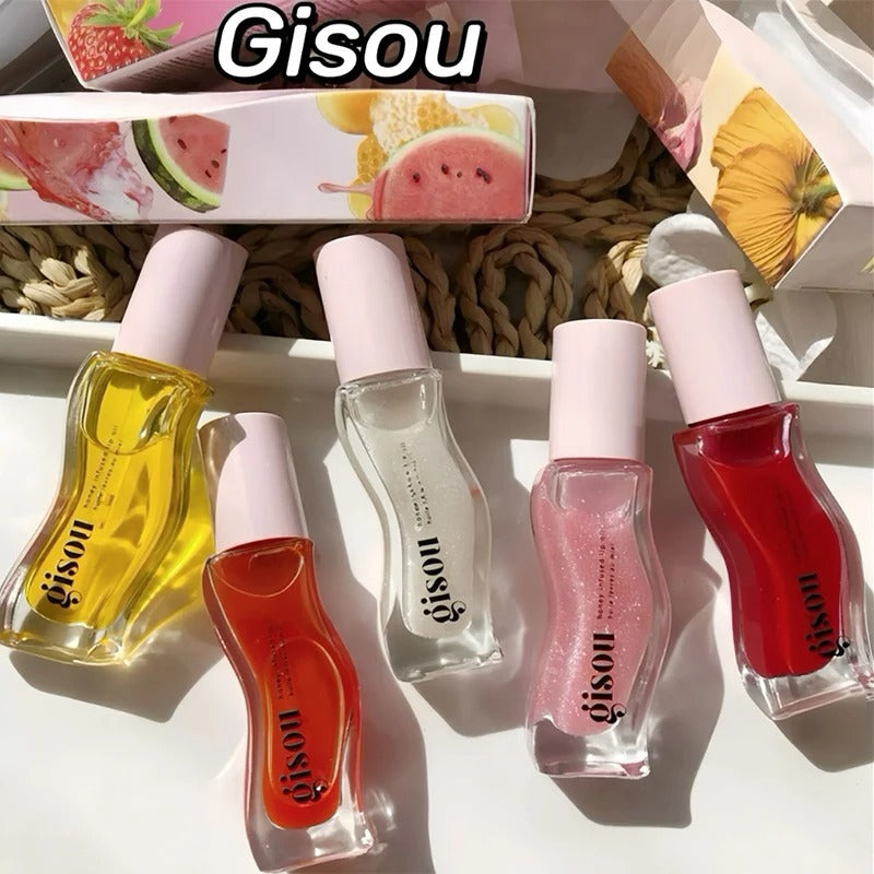 Hydrating Lip Oil Gloss Honey Gold 6-in-1 Moisturizing Lip Care