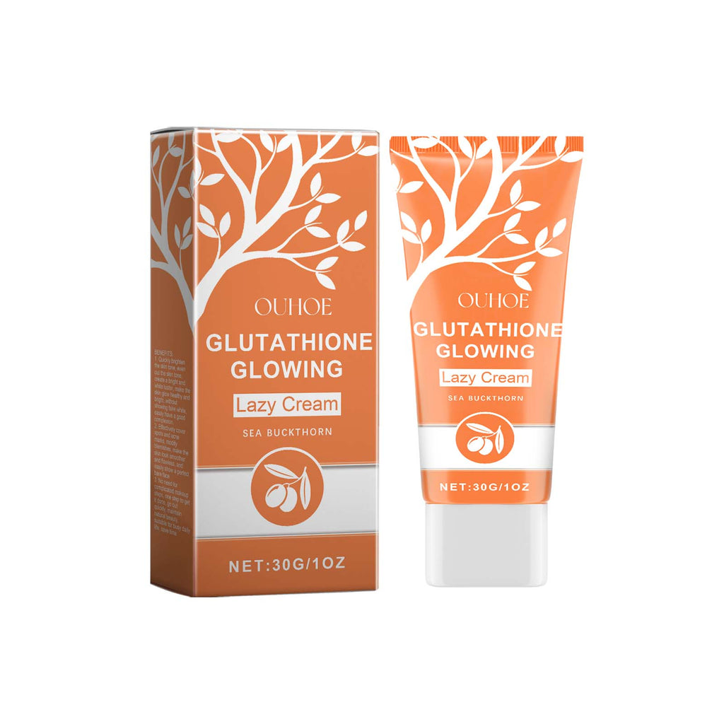 OUHOE Glutathione Glowing Lazy Cream, Fade Fine Lines Moisturizing And Brightening Concealer Long-Lasting Natural No Fake White Slacker Cream