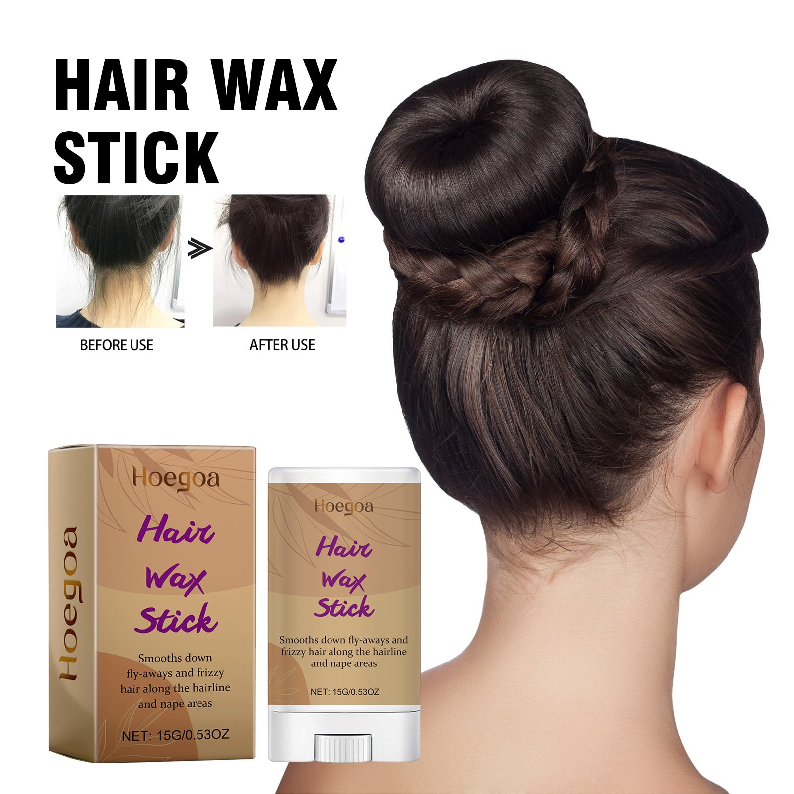 Hoegoa Hair Wax Stick, For Breaking Hair And Hair Care, Natural Luster, Smoothing Frizz, Long-Lasting Styling, And Breaking Hair Care Stick