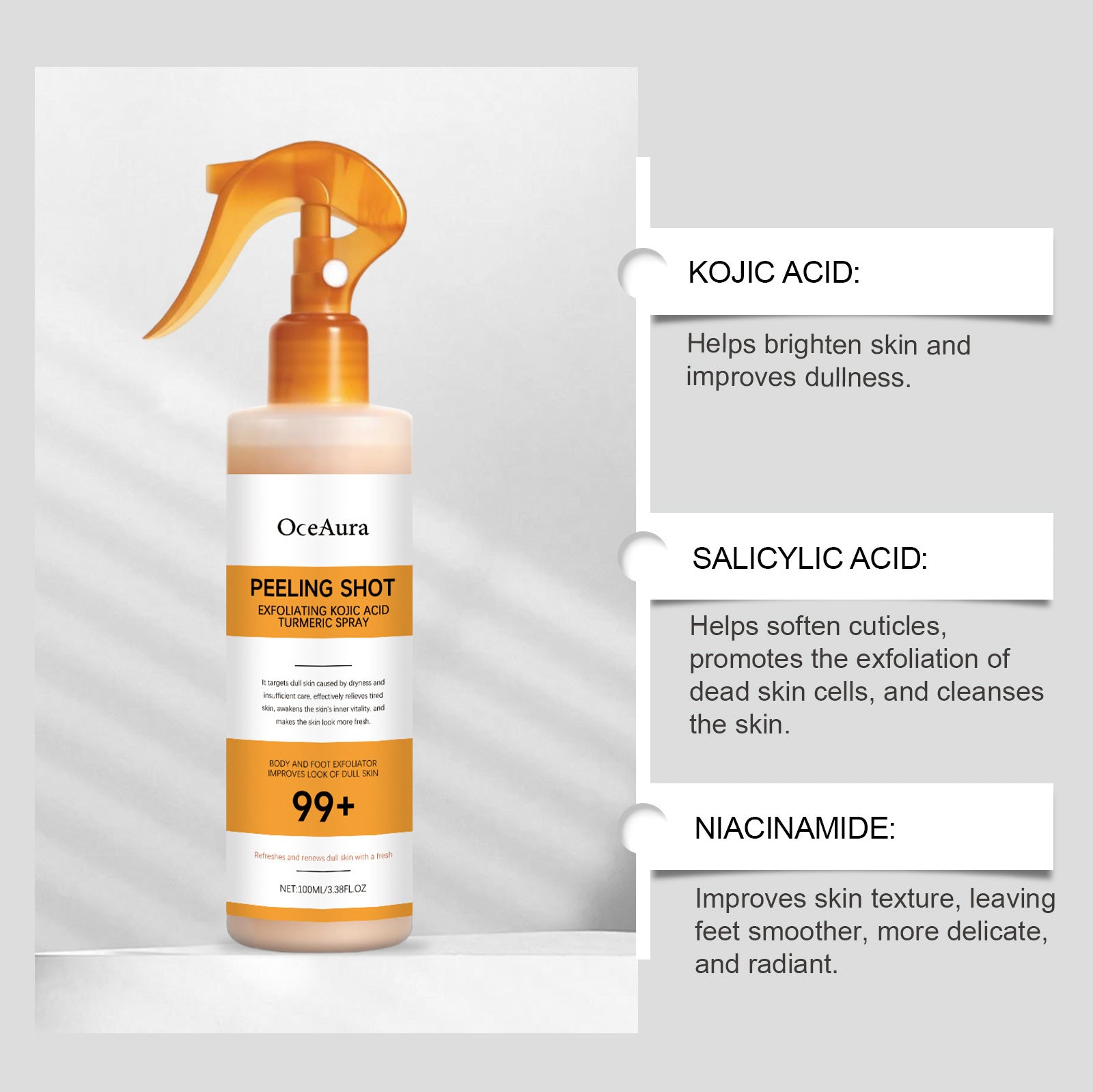 Kojic acid turmeric cutin cleaning spray