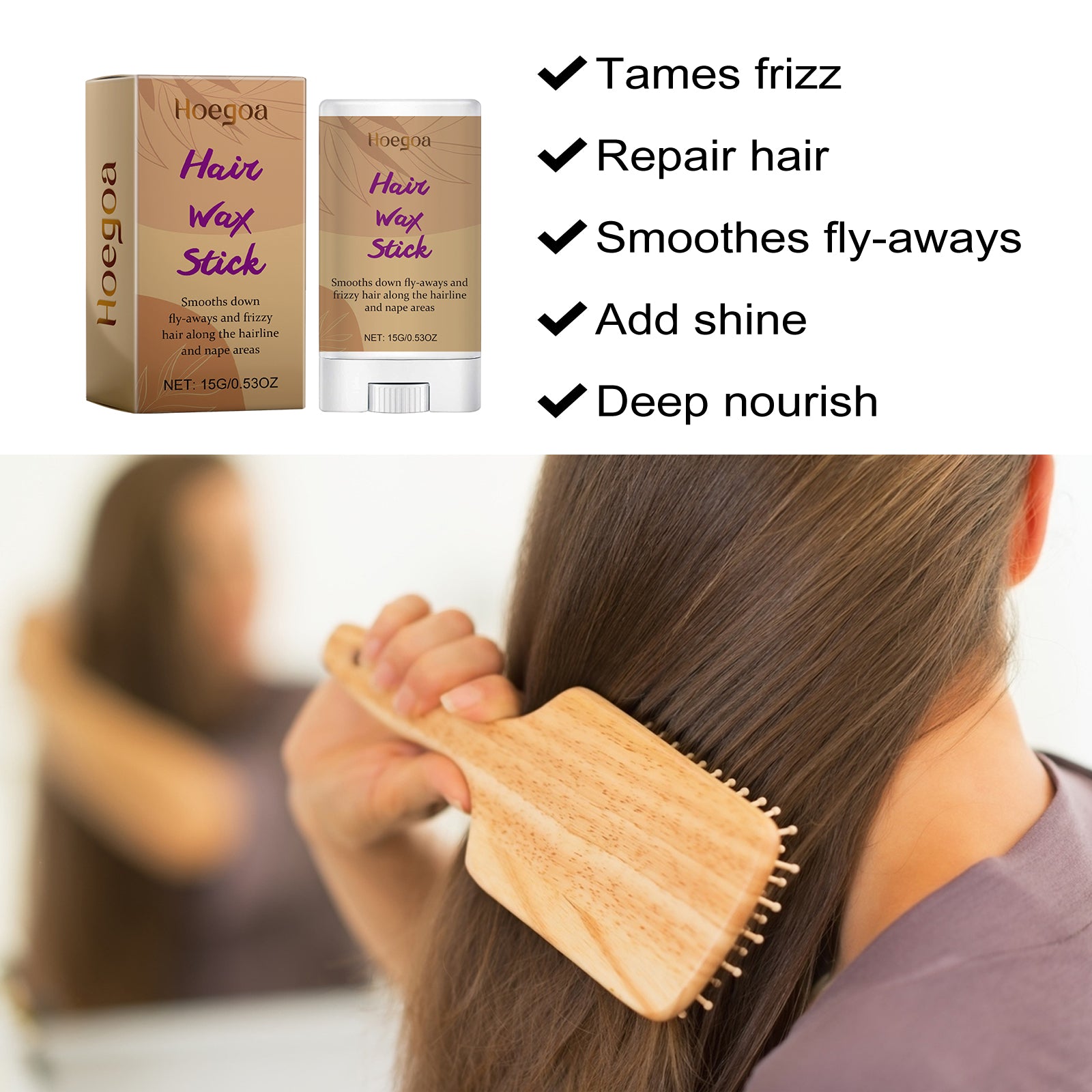 Hoegoa Hair Wax Stick, For Breaking Hair And Hair Care, Natural Luster, Smoothing Frizz, Long-Lasting Styling, And Breaking Hair Care Stick